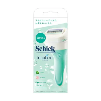 【送料込・まとめ買い×10個セット】Schick イントゥイション 敏感肌用 ホルダーに装着済み刃+替刃1コ 女性用カミソリ