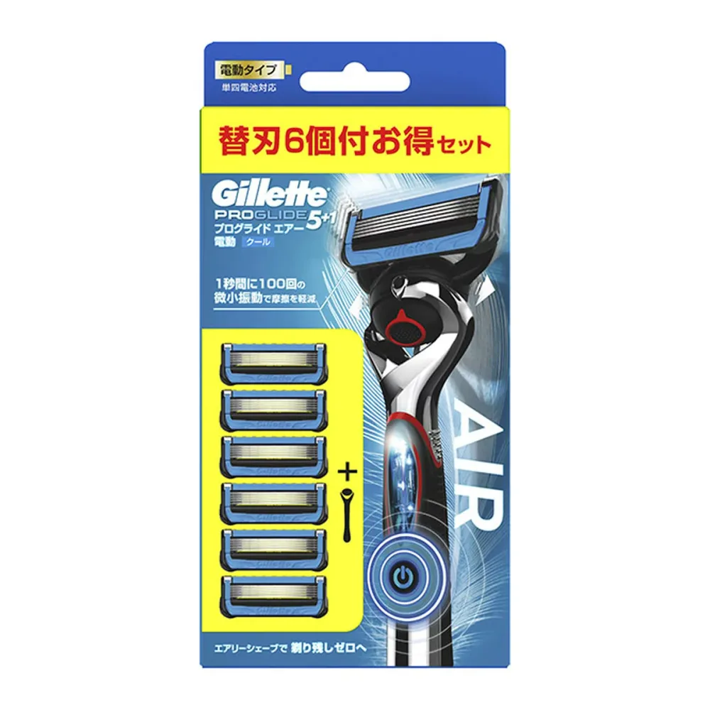 【送料込・まとめ買い×24個セット】P&G ジレット プログライドエアー 電動 5B ホルダー カミソリ シェーバー 替刃6個付 お得セット