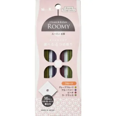 【送料込・まとめ買い×2点セット】日本香堂 ROOMY C&R フルーツ 16本入 ( お香4種×各4本 ) 香立付