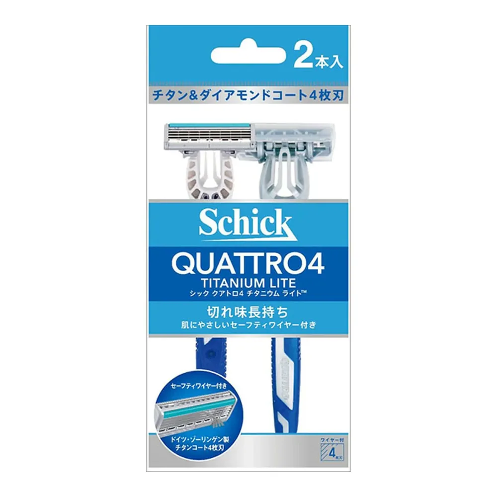 【送料込・まとめ買い×8点セット】シック・ジャパン Schick シック クアトロ4チタニウムライト 2本入