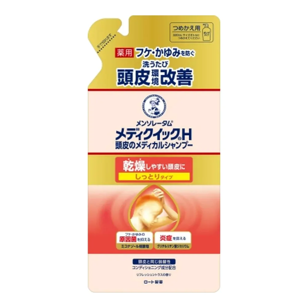 【送料込・まとめ買い×5個セット】ロート製薬 メンソレータム メディクイックH 薬用 頭皮のメディカルシャンプー しっとりタイプ つめかえ用 280ml