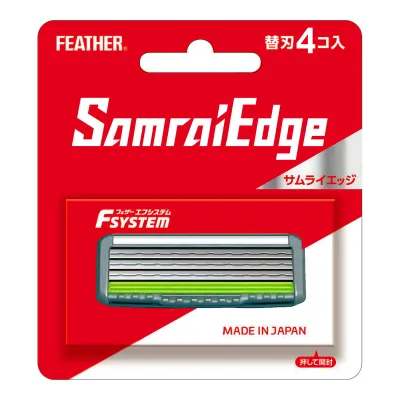 【送料込・まとめ買い×10個セット】フェザー安全剃刀 フェザーエフシステム サムライエッジ 替刃 4コ入