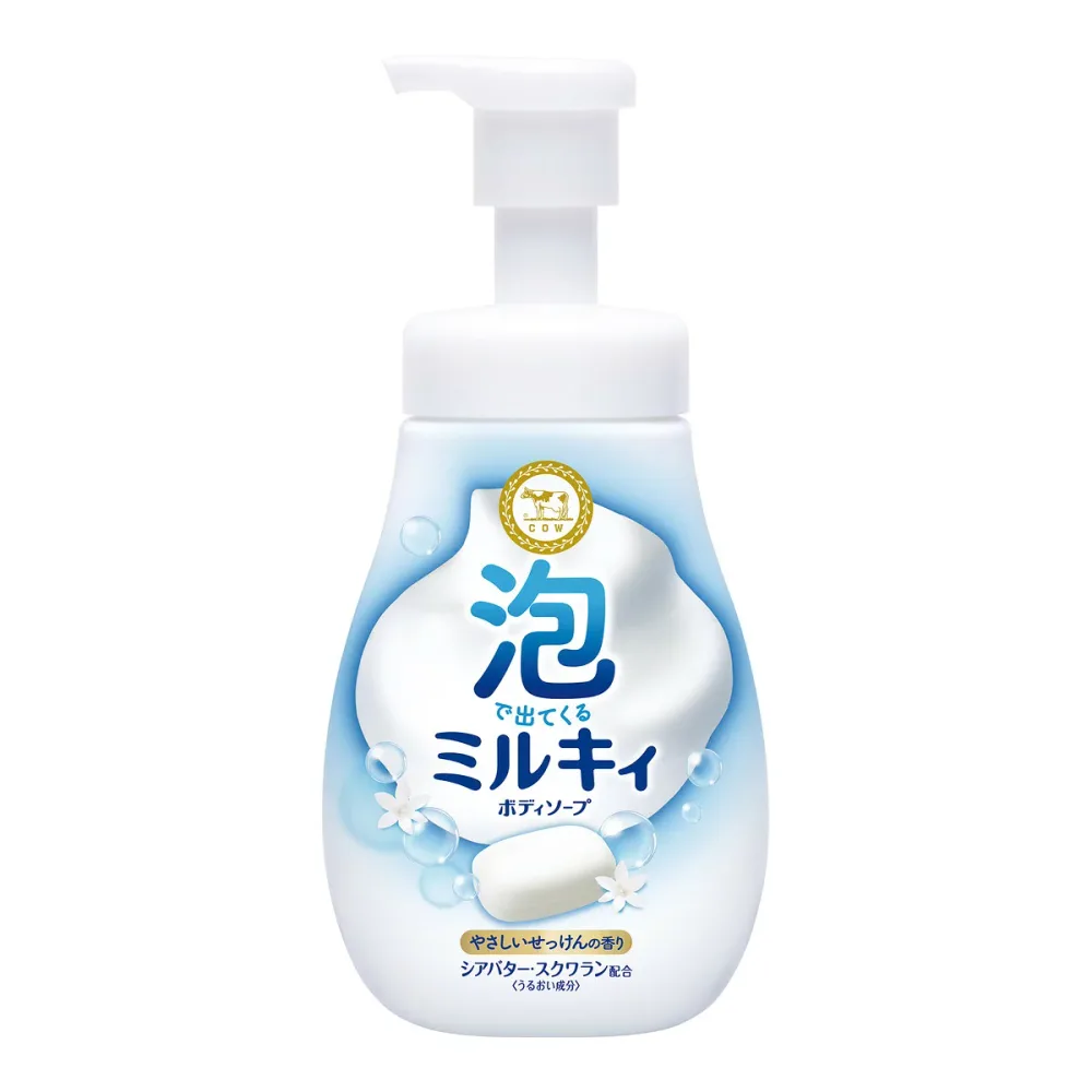 【送料込・まとめ買い×5個セット】牛乳石鹸 泡で出てくる ミルキィ ボディソープ やさしいせっけんの香り ポンプ付 550ml 泡タイプ