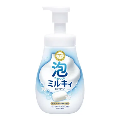 【送料込・まとめ買い×5個セット】牛乳石鹸 泡で出てくる ミルキィ ボディソープ やさしいせっけんの香り ポンプ付 550ml 泡タイプ