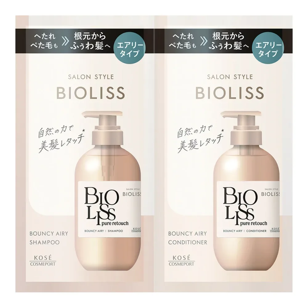 【送料込・まとめ買い×24個セット】コーセーコスメポート SALON STYLE BIOLISS ビオリス ピュアレタッチ ぺたふぅわ シャンプー&ヘアコンディショナー トライアルセット エアリータイプ