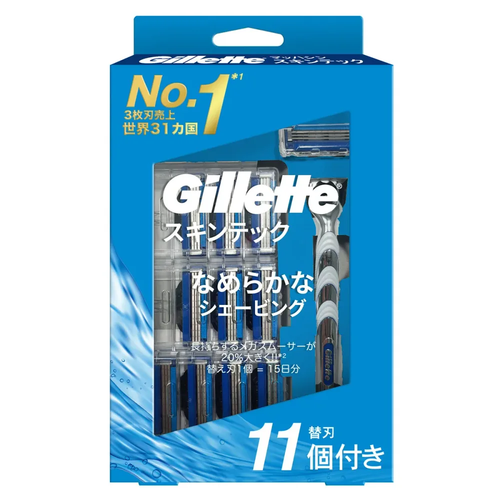 【送料込・まとめ買い×5個セット】P&G ジレット マッハシン スキンテック 10B ホルダー付き 替刃11個付き シェーバー 髭剃り