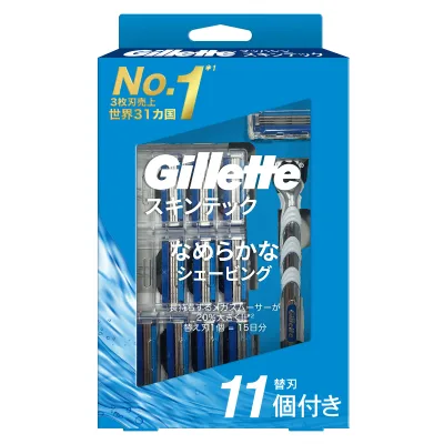 P&G ジレット マッハシン スキンテック 10B ホルダー付き 替刃11個付き シェーバー 髭剃り