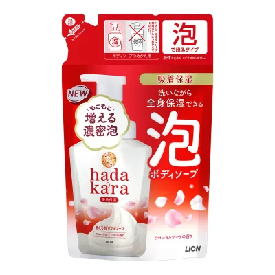 【まとめ買い×3点セット】ライオン hadakara ハダカラ ボディソープ 泡で出てくるタイプ フローラルソープの香り つめかえ用 440ml