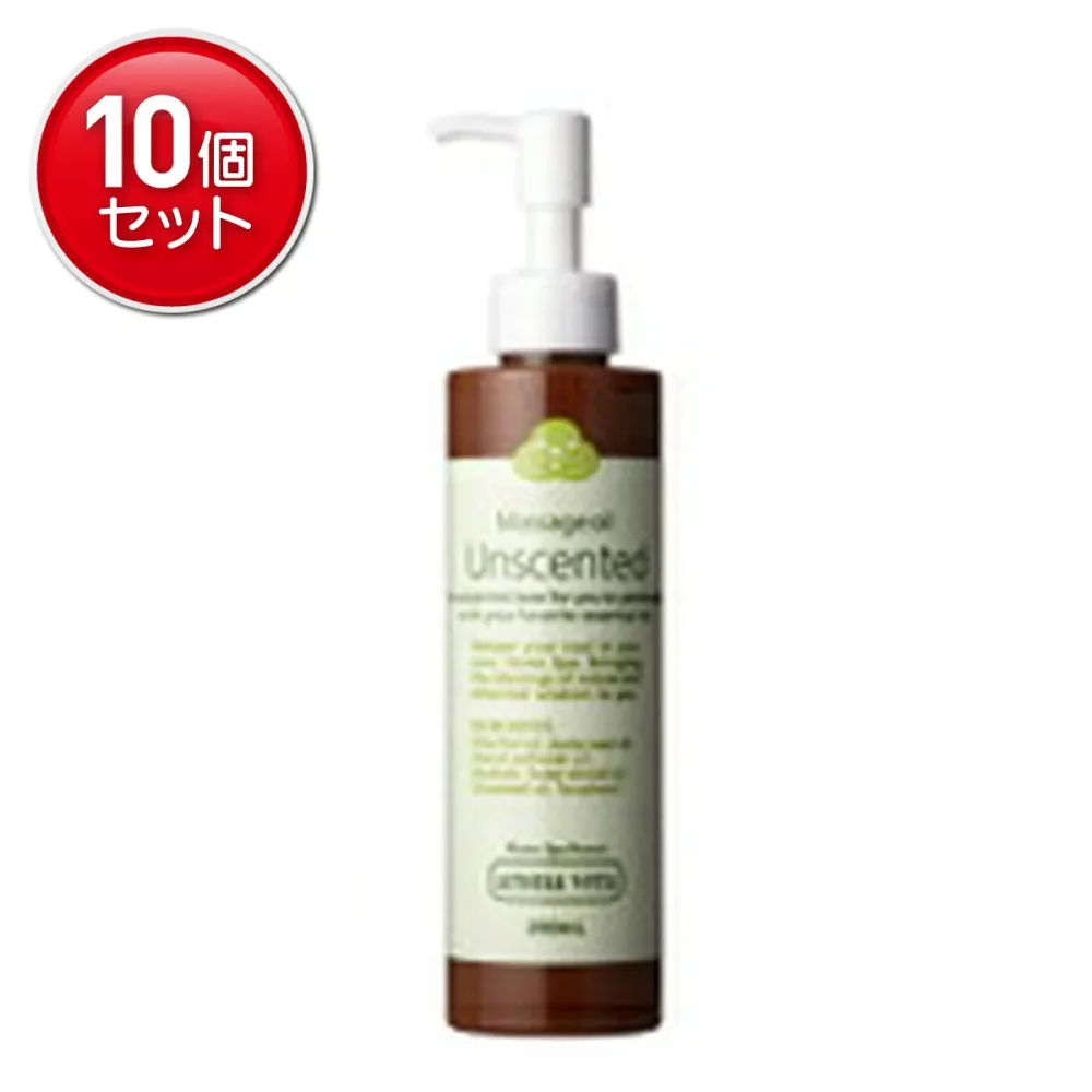【最安挑戦!まとめ買い×10点セット】日本香堂 アロマベラ マッサージオイル アンセンテッド 200ml (4902125893542)