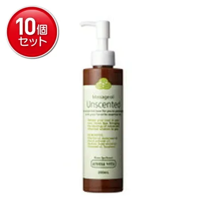 【最安挑戦!まとめ買い×10点セット】日本香堂 アロマベラ マッサージオイル アンセンテッド 200ml (4902125893542)