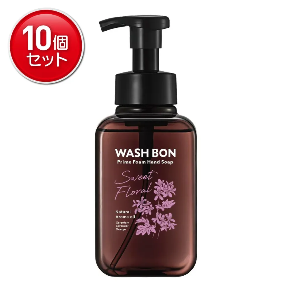 【最安挑戦!まとめ買い×10点セット】サラヤ ウォッシュボン プライムフォーム ハンドソープ スイートフローラル 本体 500mL