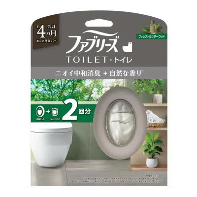 【送料込・まとめ買い×3個セット】P&G ファブリーズ トイレ用 消臭剤 プレミアムシリーズ ニオイ中和消臭 + 自然な香り フォレスト & シダーウッド 本体 + つめかえ1個パック 2回分
