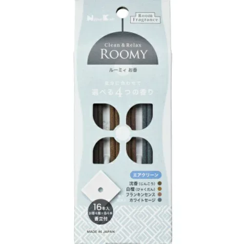 【まとめ買い×3点セット】日本香堂 ROOMY C&R エアクリーン 16本入 ( お香4種×各4本 ) 香立付