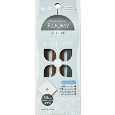【まとめ買い×3点セット】日本香堂 ROOMY C&R エアクリーン 16本入 ( お香4種×各4本 ) 香立付