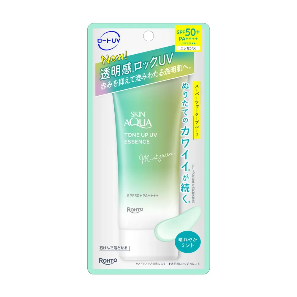 【×2個 配送おまかせ】ロート製薬 スキンアクア トーン アップ UV エッセンス 晴れやかミント 70g SPF50+ PA++++ 日焼け止め