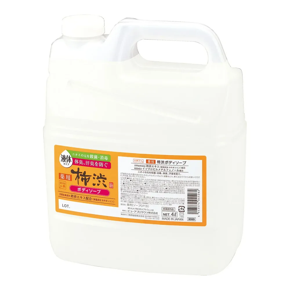 【送料込・まとめ買い×3個セット】四季折々 薬用 柿渋 ボディソープ つめかえ用 大容量 4L 熊野油脂