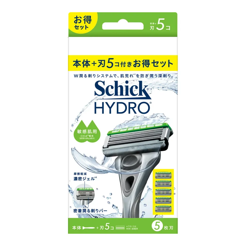 【送料込・まとめ買い×6個セット】シック ハイドロ 敏感肌 コンボパック 本体 + 刃 5コ 男性用 髭剃り ひげそり