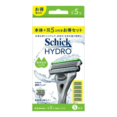 【送料込・まとめ買い×6個セット】シック ハイドロ 敏感肌 コンボパック 本体 + 刃 5コ 男性用 髭剃り ひげそり