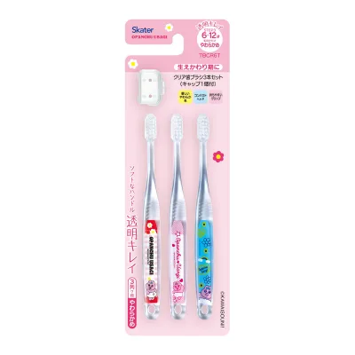 【送料込・まとめ買い×10個セット】クリア歯ブラシ 3本セット おぱんちゅうさぎ やわらかめ TBCR6T スケーター こども用