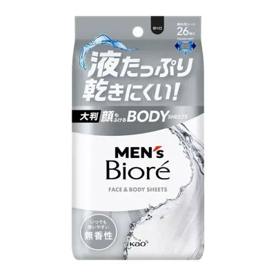 【1点限り!令和お試し価格】メンズビオレ 顔もふける ボディシート 無香性 26枚入 大判シート 男性用 顔体用シート