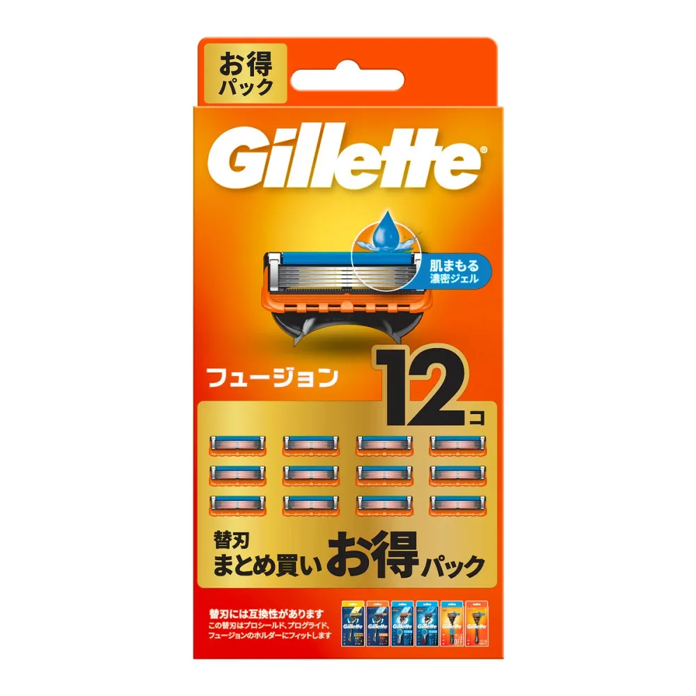 【×3個 配送おまかせ】ジレット フュージョン マニュアル 替刃 12コ P&G T字 カミソリ 替え刃