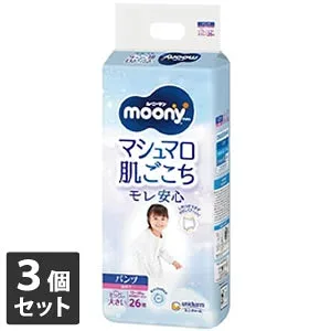 【全品さらにポイント10倍!要エントリー10月27日09:59まで】【3個セット】ユニ・チャーム〔パンツ ビッグより大きいサイズ〕ムーニーマンマシュマロ肌ごこちモレ安心女の子ビッグ大 26枚