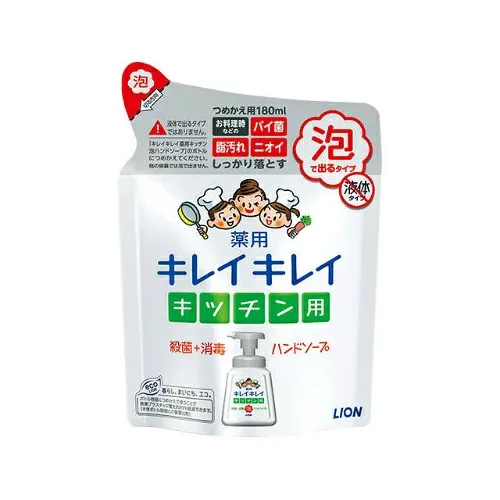 【送料込・まとめ買い×24個セット】 ライオン キレイキレイ 薬用キッチン泡ハンドソープ 替え 180ml