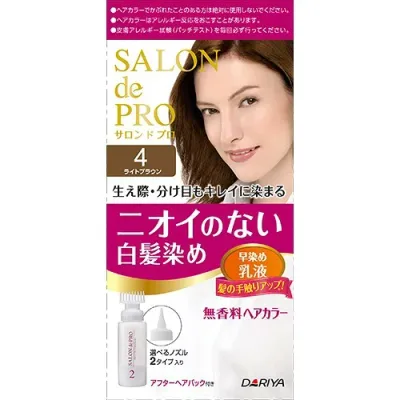 【送料込・まとめ買い×27個セット】 ダリヤ サロンドプロ 無香料 ヘアカラー 早染め乳液 白髪用 4 ライトブラウン