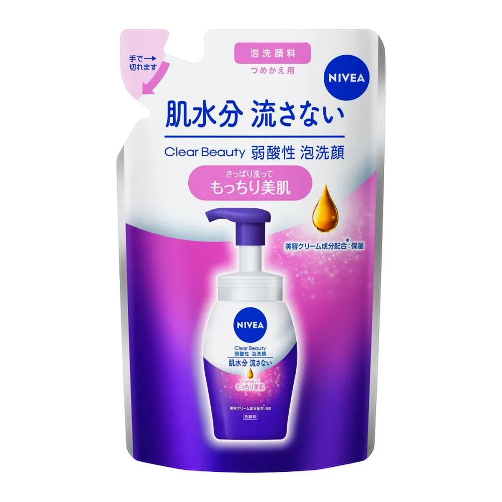 【送料込】花王 ニベア クリアビューティー 弱酸性 泡洗顔 もっちり美肌 つめかえ用 130ml 1個