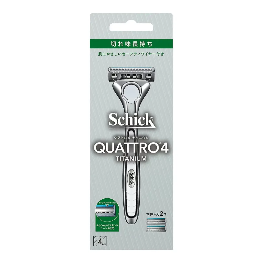 【送料込・まとめ買い×6個セット】シック・ジャパン Schick シック クアトロ4チタニウム ホルダー 刃付き+替刃1コ