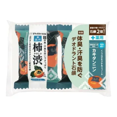 【×4個 送料込】ペリカン石鹸 ペリカンファミリー石鹸 薬用 柿渋 80g×2個セット