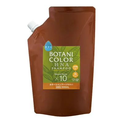 【送料込・まとめ買い×12個セット】コジット Motto ボタニカラーシャンプー 詰替用 ブラウン 500mL