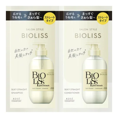 【送料込】コーセーコスメポート SALON STYLE BIOLISS ビオリス ピュアレタッチ うねさぁら シャンプー&ヘアコンディショナー トライアルセット ストレートタイプ 1個