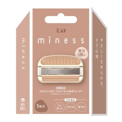 【配送おまかせ】貝印 GA0131 miness 替刃 3個入 カミソリ 替え刃 ボディ用 1個