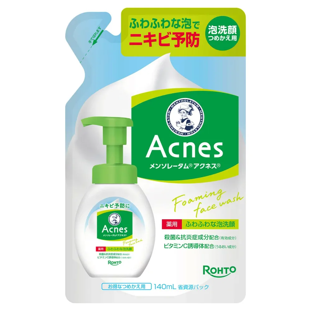 【送料込】ロート製薬 メンソレータム アクネス 薬用 ふわふわな泡洗顔 つめかえ用 140mL 洗顔 1個