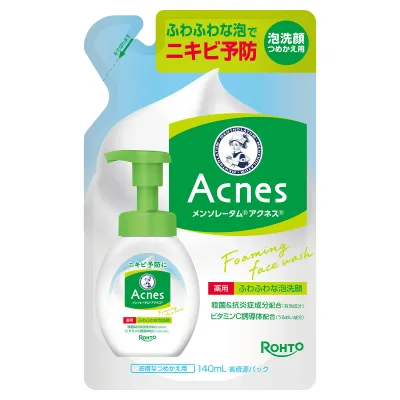 【送料込】ロート製薬 メンソレータム アクネス 薬用 ふわふわな泡洗顔 つめかえ用 140mL 洗顔 1個
