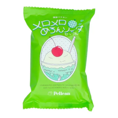 【送料込・まとめ買い×96個セット】ペリカン石鹸 喫茶ペリカン メロメロめろんソーダ せっけん 80g