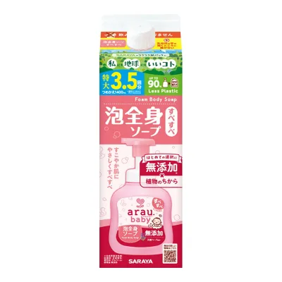 【送料込・まとめ買い×6個セット】アラウ ベビー 泡 全身ソープ すべすべ つめかえ用 特大 1400mL ベビーソープ