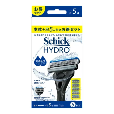 【送料込・まとめ買い×60個セット】シック ハイドロ 普通肌 コンボパック 本体 + 刃 5コ 男性用 髭剃り ひげそり