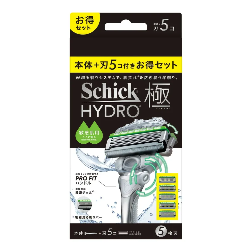 【送料込】シック ハイドロ 極 敏感肌 コンボパック 本体 + 刃 5コ 男性用 髭剃り ひげそり 1個