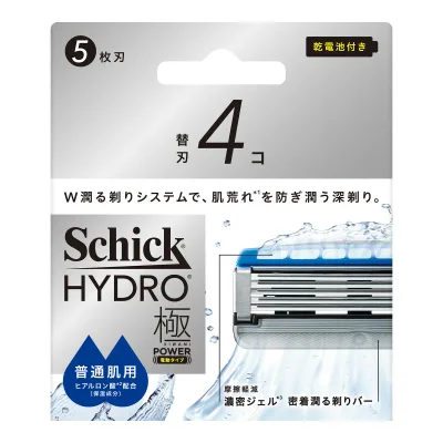 【送料込・まとめ買い×96個セット】シック ハイドロ 極パワー 普通肌 替刃 4コ Schick 男性用 髭剃り