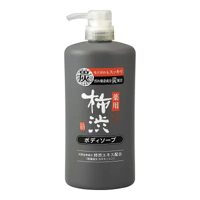 【送料込】四季折々 薬用 柿渋 ボディソープ 炭配合 本体 600mL 熊野油脂 1個