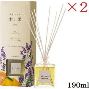 6212 晴香堂 リードディフューザー 木と果 190ml ラベンダー & オレンジ×2セット