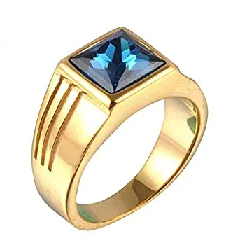 【中古】【39shop】【輸入品・未使用】pmtier★Men 'sステンレススチールSquare宝石リング(新古品)