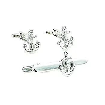 【中古】【39shop】【輸入品・未使用】MRCUFF★アンカーとカフスボタンのペアとタイバークリップ ギフトボックスと磨き布入り(新古品)