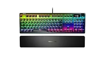 【中古】【39shop】SteelSeries★ゲーミングキーボード 青軸 有線 日本語配列 有機ELディスプレイ搭載 Apex 7 Blue Switch 64772(良い)