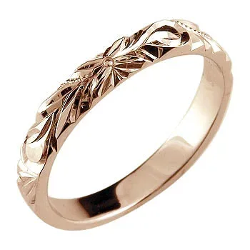 【10%OFFクーポンセール】18金 リング ハワイアンジュエリー ピンキーリング 指輪 ピンクゴールドk18 k18 ストレート ユニセックス