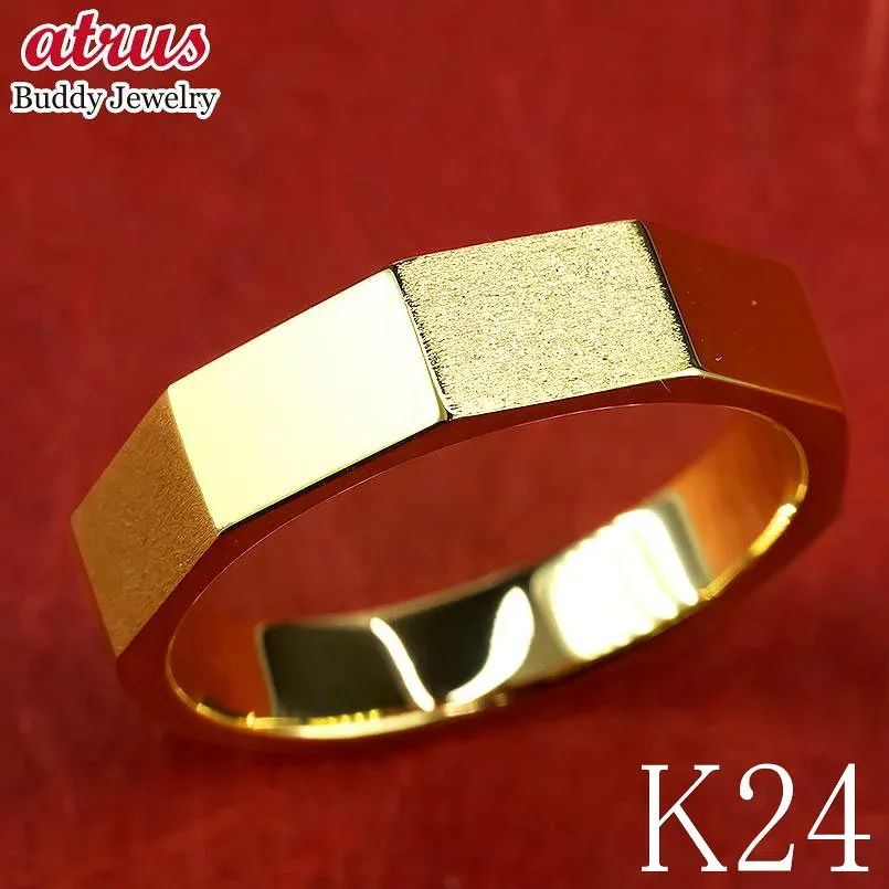 【10%OFFクーポンセール】24金 純金 リング メンズ カットリング ピンキーリング 金 ゴールド K24 24k 指輪 地金 つや消し ストレート