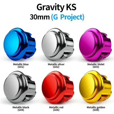 【ハメ込み式 30φ メタリック 単品】Qanba Gravity クァンバ グラビティ KS メカニカルスイッチ アーケード ボタン 30mm G Project (ビデオゲームボタンサイズ) 高速レスポンス 押下 0.8mm 押下荷重 45cN リニア 静粛性 48dB 耐久性 7000万回