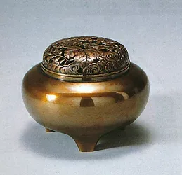香炉・香立て■ 香炉 平丸型 ■瑞峰作 青銅(ブロンズ)製 桐箱入り【高岡銅器】